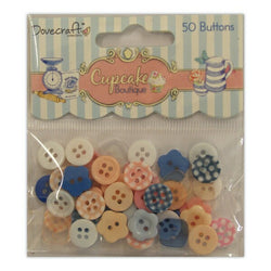 Trimcraft Dovecraft Plastic buttons Cupcake Boutique x50 - TRDCBN007 - Lilly Grace Crafts