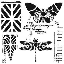 The Crafters Workshop 6x6 Stencil Dragonfly Collage - TCW949S - Lilly Grace Crafts