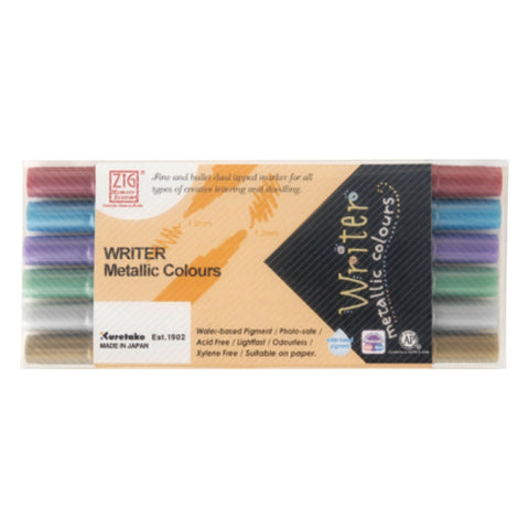 Kuretake Zig Memory Writer x6 Metallic6 Colour Set - Metallic - KUMS-8000-6V - Lilly Grace Crafts