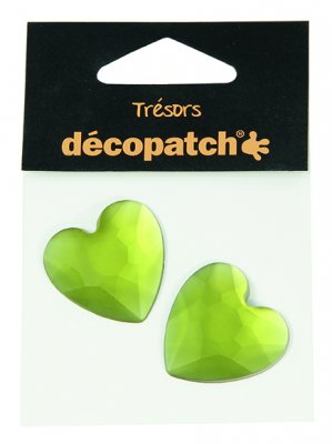 DecoPatch Pack of 2 hearts, 3cm – Green - CLDPBJ028 - Lilly Grace Crafts