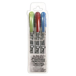 Ranger Distress Pearl Crayons Holiday Set 3  (Includes Fresh Balsam, Tart Cranberry & Winter Frost) - Tim Holtz Limited Edition - TSCK81173 - Lilly Grace Crafts