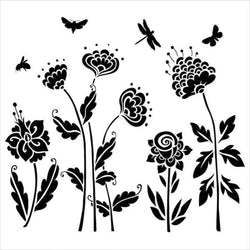 The Crafters Workshop 6x6 Stencil Flying Garden - TCW513S - Lilly Grace Crafts