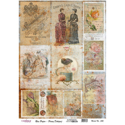 Cadence Rice Decoupage Paper - Vintage Postcards - CA731884 - Lilly Grace Crafts