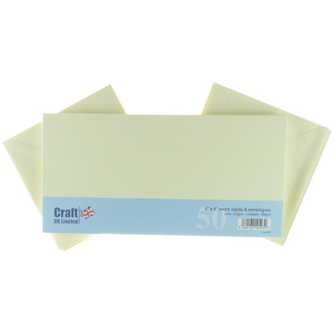 Craft UK 6X6 Ivory Cards Envelopes-50'S - CUK600 - Lilly Grace Crafts