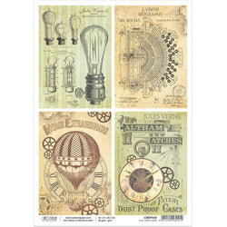 Ciao Bella Papers Rice Paper A4 Jules Verne Cards - 5 pack - CBRP045 - Lilly Grace Crafts