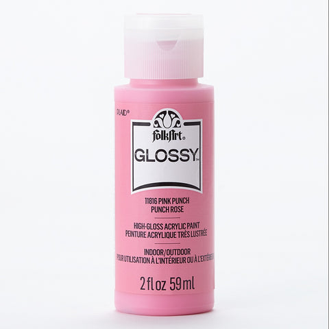 PLAID Pink Punch Folkart Glossy Acrylic Paints - 2 Oz. - PE11816 - Lilly Grace Crafts