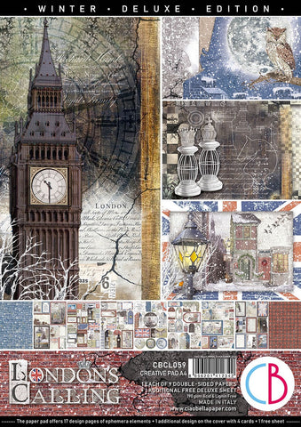 Ciao Bella Papers London's Calling Creative Pad A4 9/Pkg + 1 Free deluxe sheet - CBCL059 - Lilly Grace Crafts