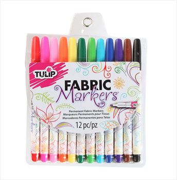 Tulip Tulip  Rainbow Fine Tip Fabric Markers 12 Colour - IL26662 - Lilly Grace Crafts