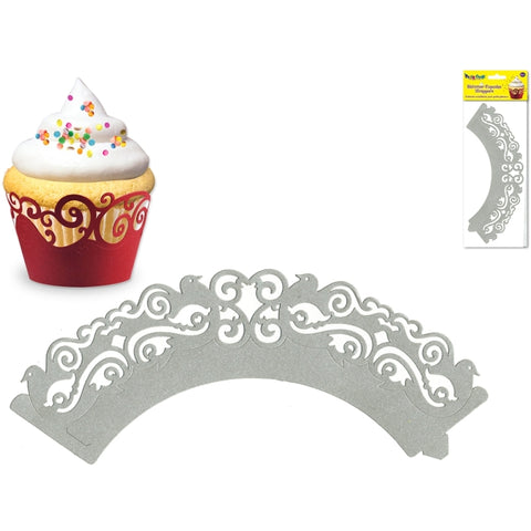 Cupcake Wrappers Silver3 x packs of 6 - MIPC202E - Lilly Grace Crafts